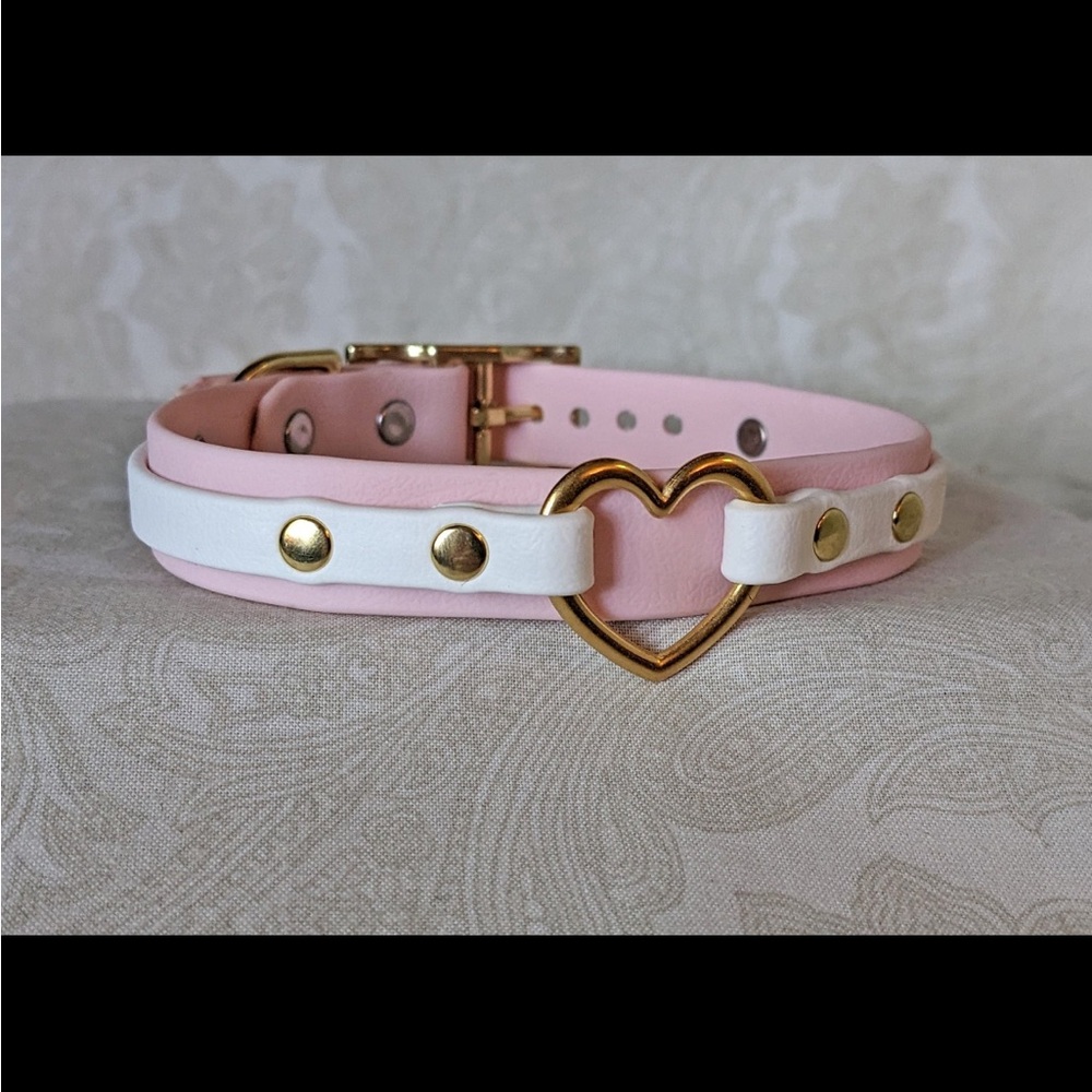 Heart Necklace/collar pink gold kawaii cute Goth